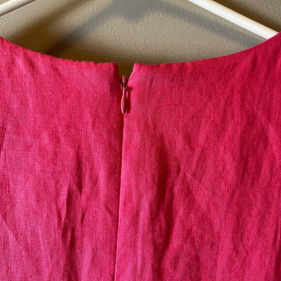 Boden Women's Midi Dress Size 12 Pink 100% Linen A-Line Raw Hem - Picture 3 of 8